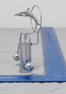 Balanced Chrome DOLPHIN Kinetic Desktop Decoration Swimming Newton Physics