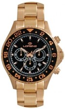 LORENZ CRONOGRAFO 026119FF Orologio Uomo Nero Acciaio Rosé Ghiera Nera Data Sub 
