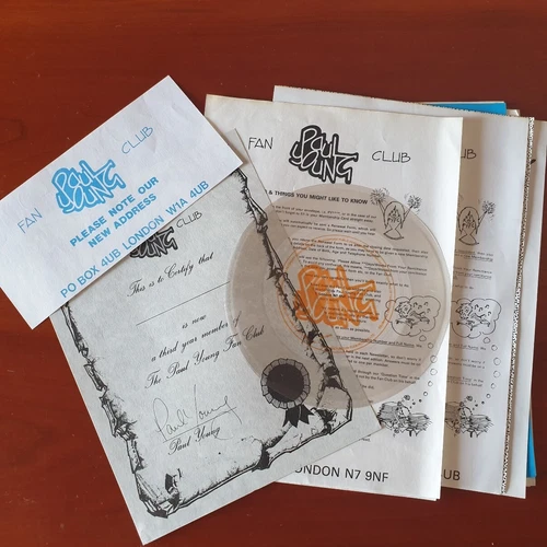 PAUL YOUNG GRANDE LOTTO DI MATERIALI A STAMPA FAN CLUB: COMUNICATI FANZINE PROMO