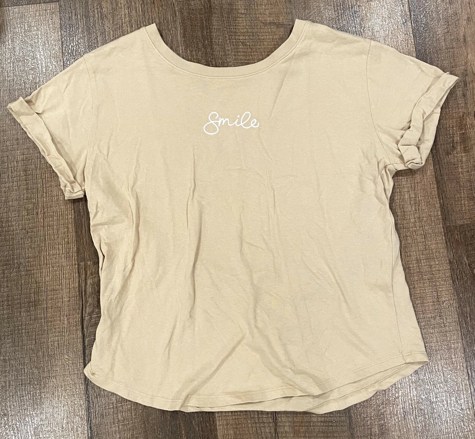 T-Shirt Womens Size Beige Smile 