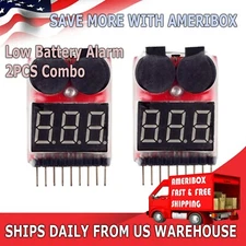 2X RC Lipo Battery Low Voltage Alarm 1S-8S Buzzer Indicator Checker Tester LED