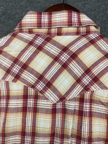 Timing Youth Girls Sz Large Pearl Snap Western Long Sleeve Plaid Red Shirt - Picture 11 of 11