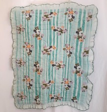 Vintage Disney Minnie Mouse Quilt Baby Blanket Flowers 34 x 28 in