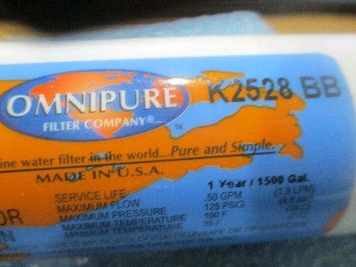 Omnipure Filter Company Model: K2528 BB In-LIne Water Filter New Old Stock  - Picture 2 of 4