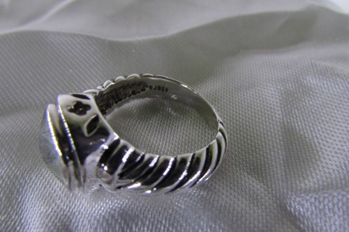 Designer Inspired Sterling Silver 3CT Aquamarine Cable Ring Size 7 - Picture 6 of 10