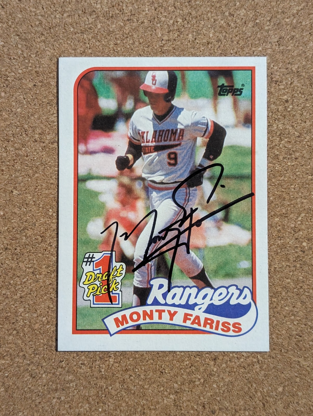 Monty Fariss Signed 1989 Topps #177 Card Texas Rangers Auto AU #1 Draft Pick