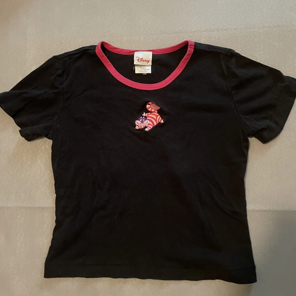 Disney Cheshire Cat Shirt Top Black Alice in Wonderland Medium