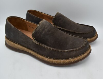Born Mens Size 11 Baylor Dark Grey Distressed Suede Slip On  display picture 3