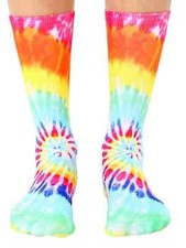 Bright Rainbow Tie Dye Crew Socks Unisex M/L Living Royal Novelty Fashion New