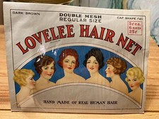Vintage 1920s Lovelee Hair Nets NOS. Cap Shape 40. Hand Made of Real Human Hair