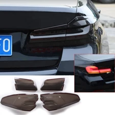 4PCS Smoky Black Rear Tail Light Lens Cover Trim For BMW 5 Series G30 2021-23