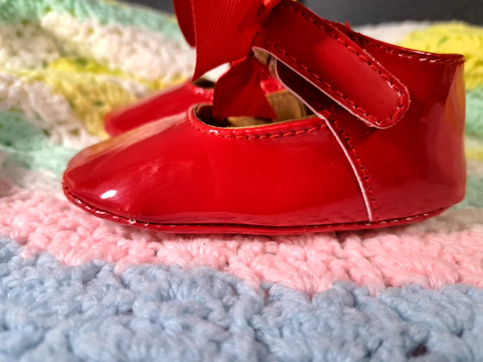 MYGGPP Bebé Niña Princesa Rojo Zapatos de Vestir con Lazo EE. UU. Talla 2 Meses #3680L231 Foto 2 de 4