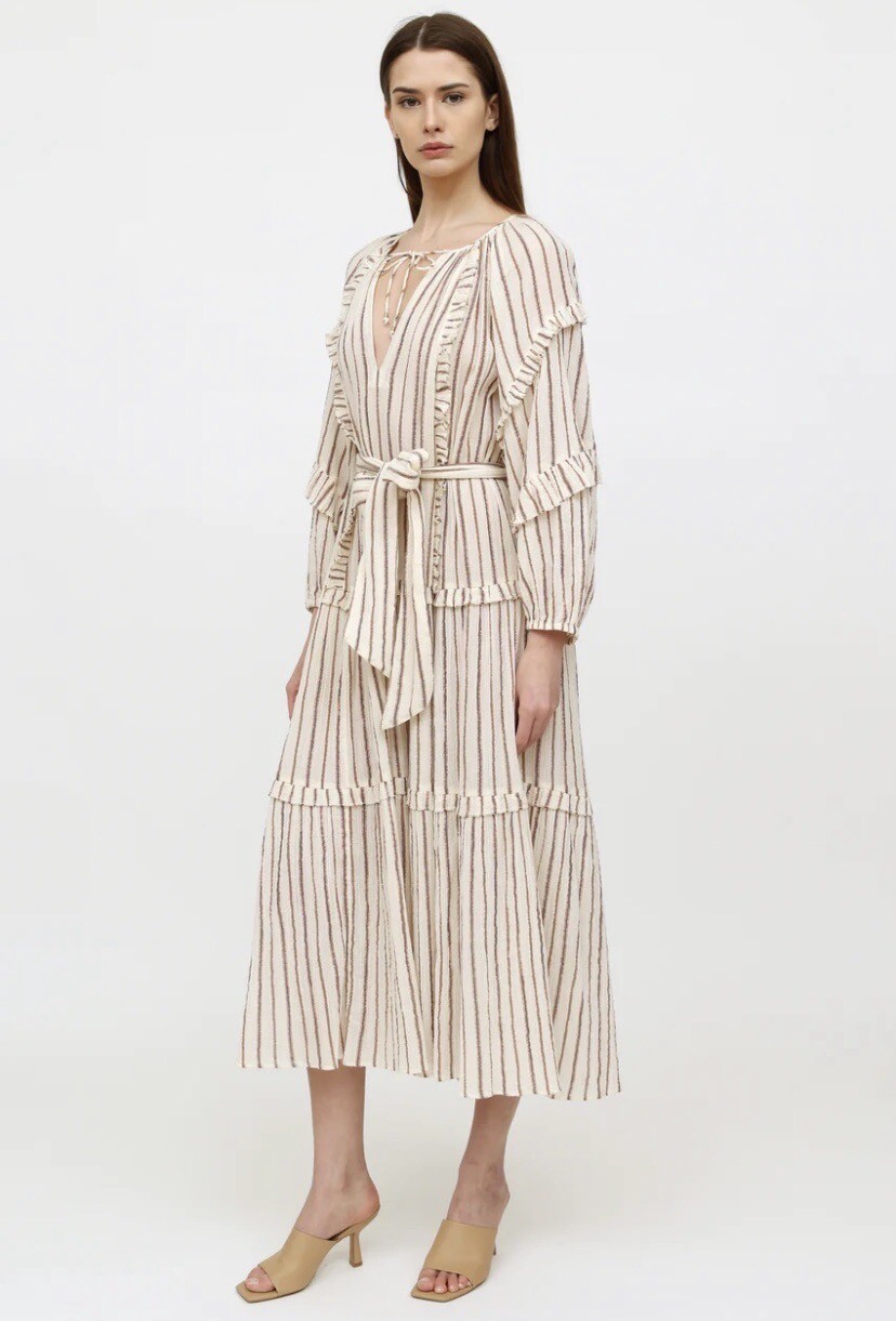 Ulla Johnson NEW Imari Midi Dress In Cream Multi Oversized Size 2 image 2
