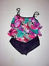 Maxine of Hollywood Double Tier One Piece Swimsuit Sz 12