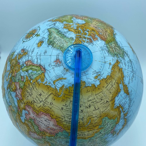 GLOBEMASTER 12 Inch Diameter Textured Globe Blue Stand Replogle Made in USA - Picture 8 of 8