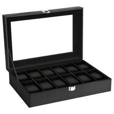 12 Slots PU Leather Watch Case Watch Box Organizer Jewelry Storage Display Gift