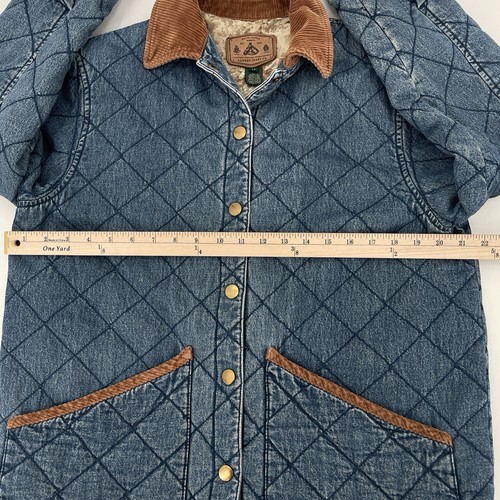 Vintage Polo Ralph Lauren Womens M Quilted Denim Hunting Lined Chore Coat Jacket - Picture 11 of 12