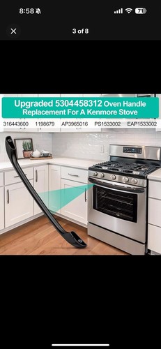 Kenmore/Frigerdaire Range Oven Door Handle w/Mounting Screws (Good Used Cond.) - Picture 3 of 3