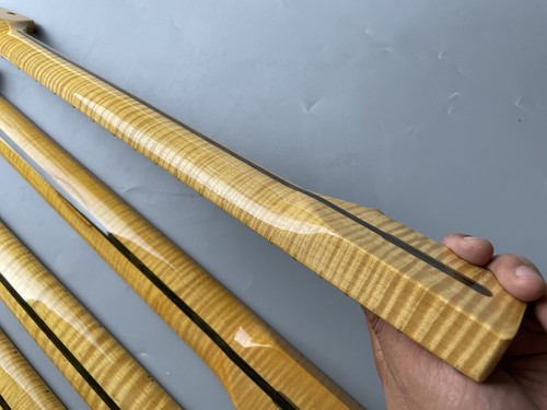 1PCS 21Fret Roasted Flame Maple Guitar Neck Start Tint Glossy Stripe Replacement - Picture 4 of 14