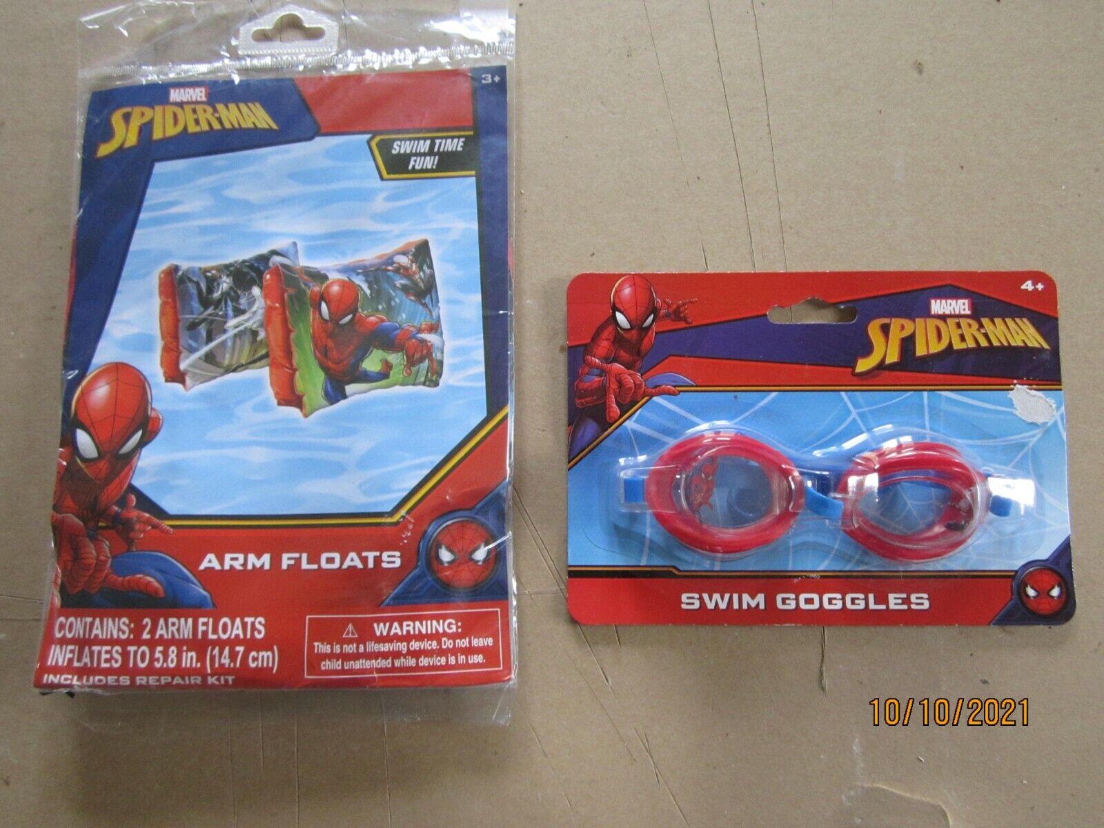 Marvel Spiderman Pool Arm Floats and Goggles New Sealed