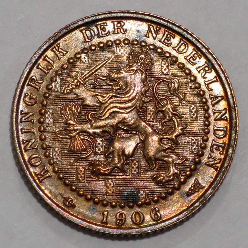Netherlands 1906 Cent (1 Cent), KM#132.1 - AU Details