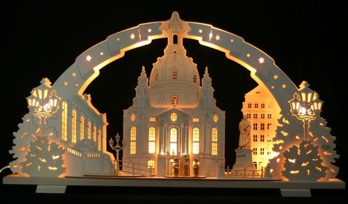 3D-Schwibbogen Erzgebirge Pyramide geschnitzt erzgebirgischer Lichterbogen Neu - Bild 8 von 52