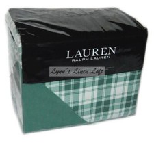 RALPH LAUREN FLANNEL Ulster Plaid Green FULL/ QUEEN DUVET SET 3P 270 COTTON