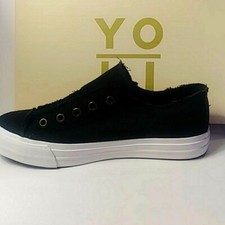 Yoki Bentley-30 Women's Frayed Slip-On Sneakers size 6 Back NIB