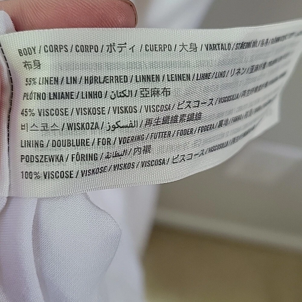 OFF WHITE Maxi abito donna Abercrombie & Fitch misto lino bianco sporco taglia large alto