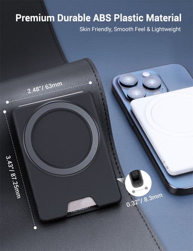 Minimalist Slim MagSafe Wallet Stand Magnetic 2 Cards for iPhone 15 14 13 12 - Picture 4 of 17
