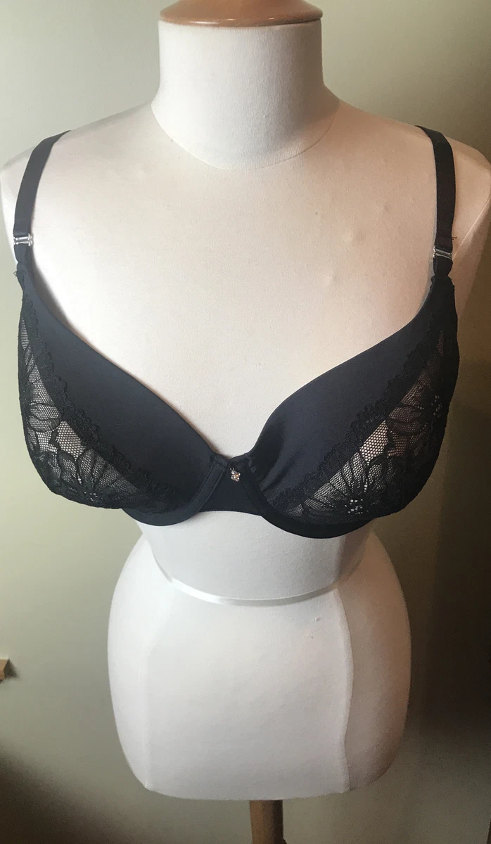 Lindex Love Lined Lace Full Coverage Underwire Bra Black Size US