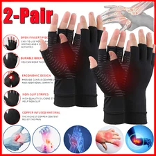 2 Pairs Copper Compression Arthritis Gloves Carpal Tunnel Joint Pain Relief Hand