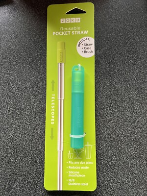 ZOKU Pocket Trinkhalm / Teleskop / Edelstahl / Grün