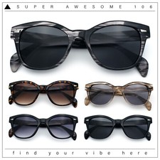 Womens Classic Boyfriend Fashion Horn Rim Round Chic Plastic Sunglasses