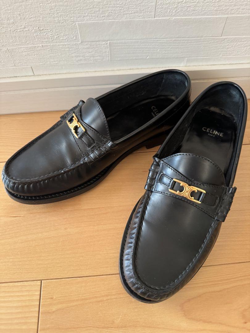 【関税&送料込】Celine Triomphe Luco Loafer CELINE LUCO TRIOMPHE LOAFER IN POLISHED BULL - BLACK / OPTIC