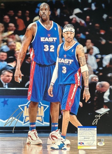 Allen Iverson & Shaquille O'Neal Signed 16x20 NBA All Star Photo PSA 9A24767 - Picture 2 of 2