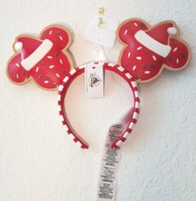 Disney Parks Cookie Christmas Holiday Mickey Minnie Mouse Ears Headband New red