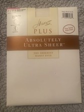 Hanes Vintage Absolutely Ultra Sheer Pantyhose 1998 Sandalfoot NEW Plus Sz Pearl