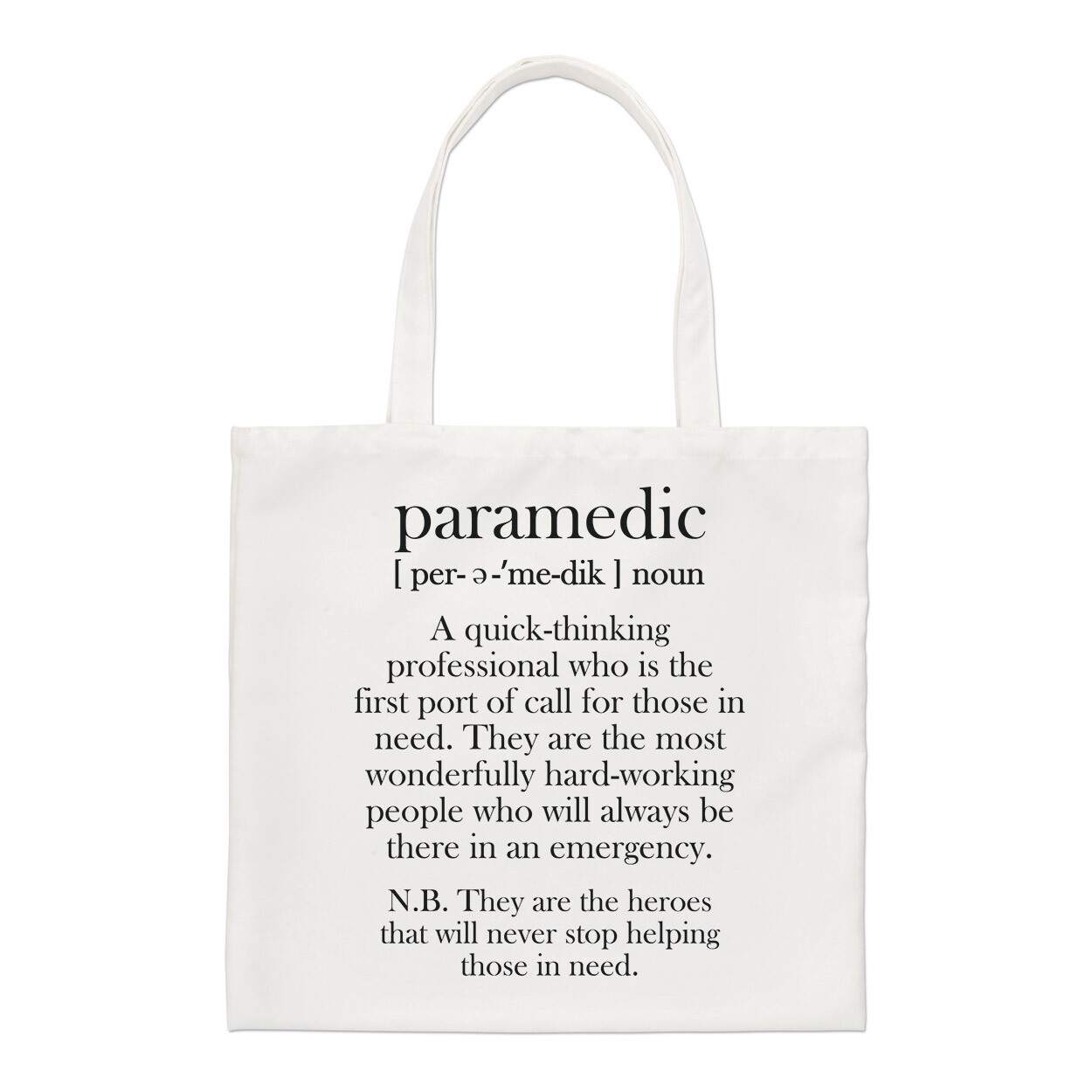 Paramedic Definition Regular Tote Bag Worlds Best Awesome Superhero Shopper
