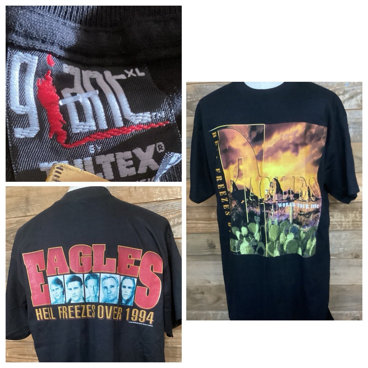 Vntg EAGLES- Hell Freezes Over Tour 1994 T Shirt Giant XL Single