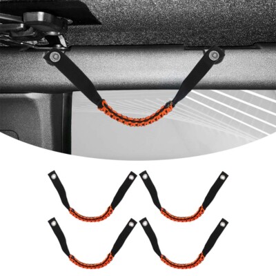 Orange Parts Top Roll Bar Grab Handles Paracord Grip Rope for Ford Bronco 2021+