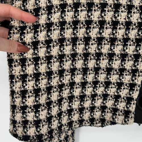 Zara Hahnentritt Strickjacke Pullover Strick Knopfleiste schwarz beige Gr. L adrett - Bild 8 von 8