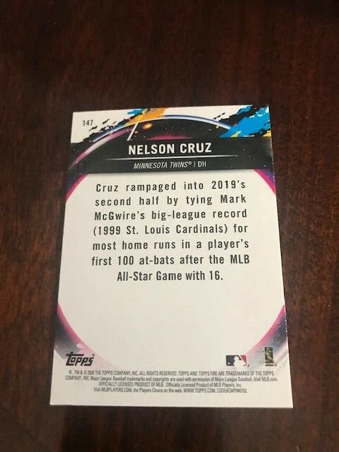 2020 TOPPS FIRE BASEBALL NELSON CRUZ MINNESOTA TWINS B2030-2 - Image 2 of 2
