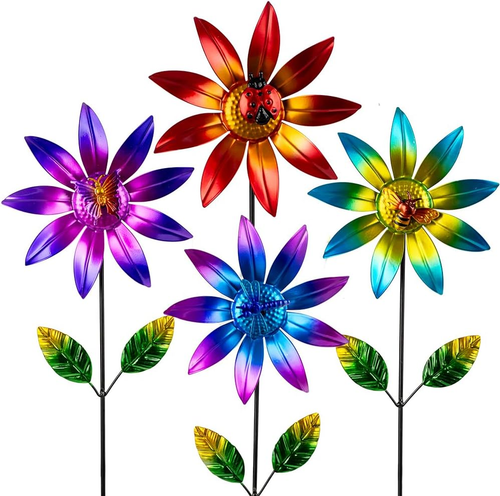 Wind Spinner Pinwheels Hof Garten Blume Wind Skulptur Terrasse Rasen Dekor 4er Pack
