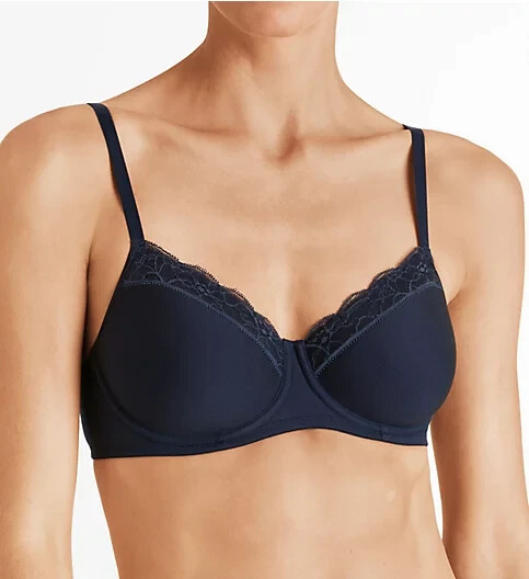 HANRO Cotton Lace Spacer T-Shirt Bra - Underwire Full Cup, Pima Cotton Band (72433)