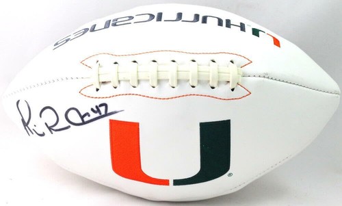 Michael Irvin Autographed Miami Hurricanes Logo Football - Beckett Witnessed - Picture 9 of 10