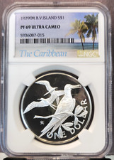 1979 B V ISLANDS SILVER 1 DOLLAR MAGNIFICENT FRIGATE BIRD NGC PF 69 ULTRA CAMEO