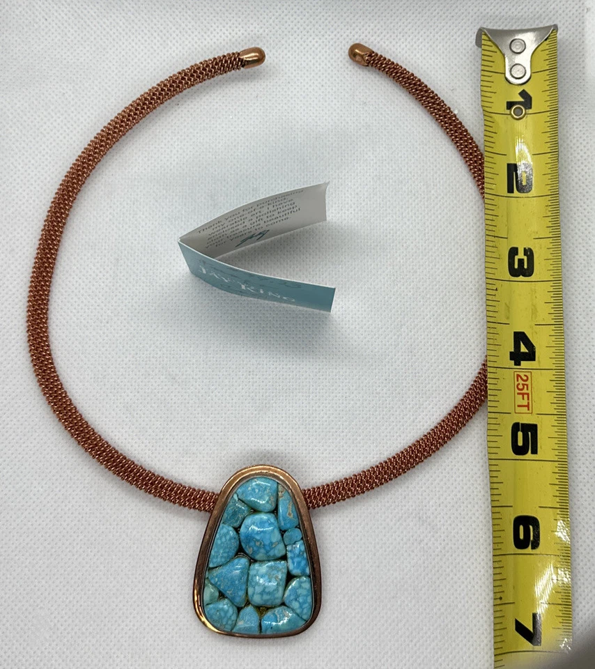 Collar Jay King DTR Azul Cuenca Kingman Turquesa Guijarro Colgante Cobre Foto 3 de 4