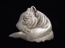 "JJ" Jonette Jewelry Silver Pewter Lioness Profile Face Pin ~ BEAUTIFUL