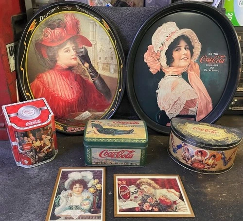 Coca-Cola Vintage Tins,Trays, and prints Set